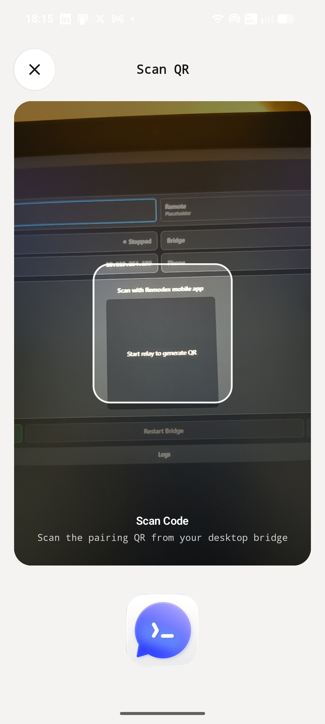 Remodex Android QR pairing screen